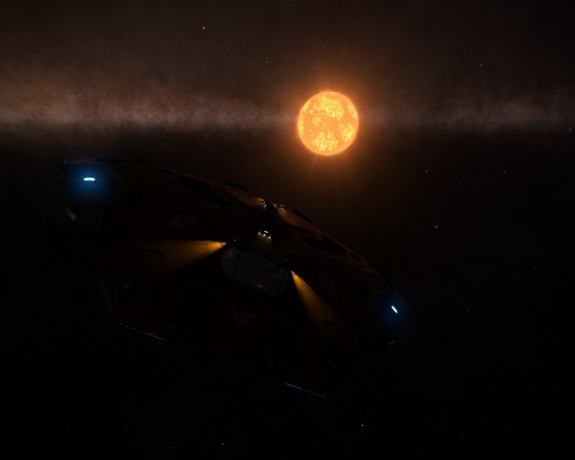 A giant S Type star, from 3000 light seconds away. Most stars in game would be a dot at that distance.