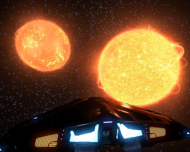 This binary system caught me by surprise: the jump had me out between the pair and quickly overheating.